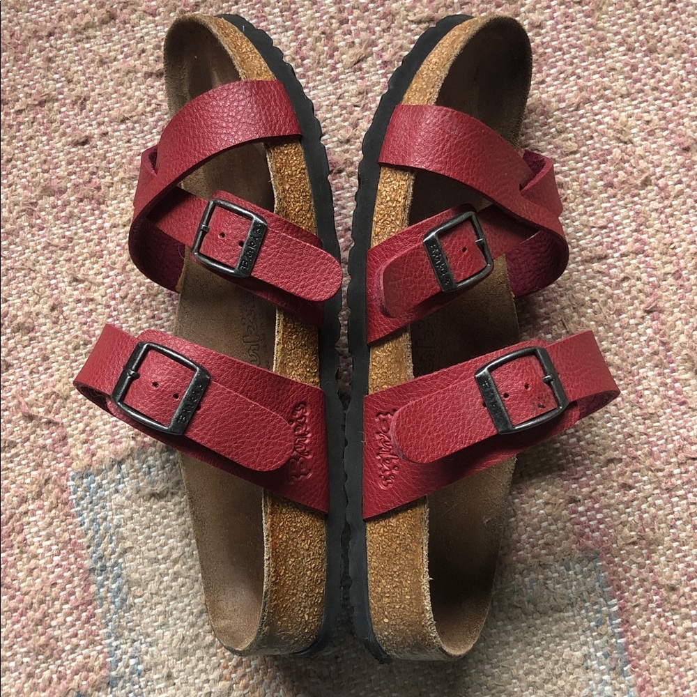 Birki’s by Birkenstock Burgundy Strap Sandals size W 8, M 6 - Picture 3 of 8